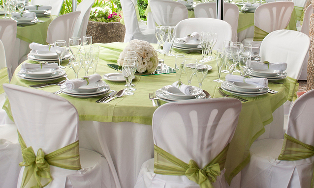 Wedding Table Decoration Green and White